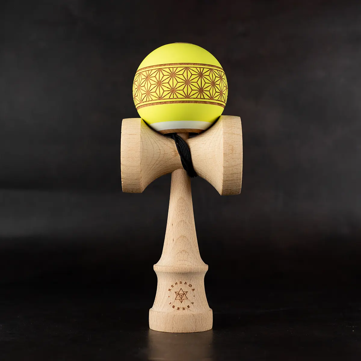 yellow_asanoha_hog Yellow-Lime ASANOHA Kendama - Image 1